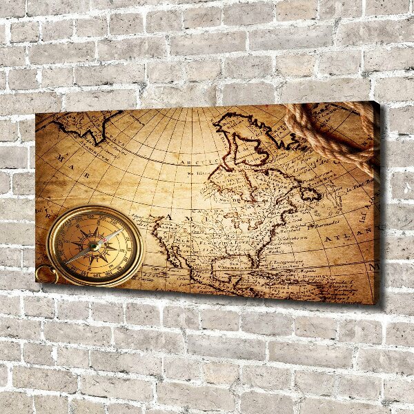 Canvas wall art Compass on the map