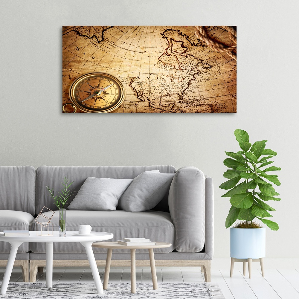 Canvas wall art Compass on the map