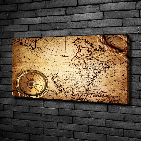 Canvas wall art Compass on the map