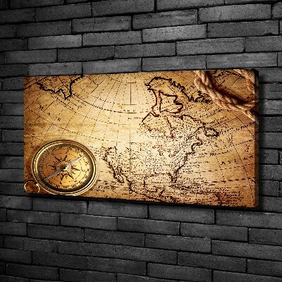 Canvas wall art Compass on the map