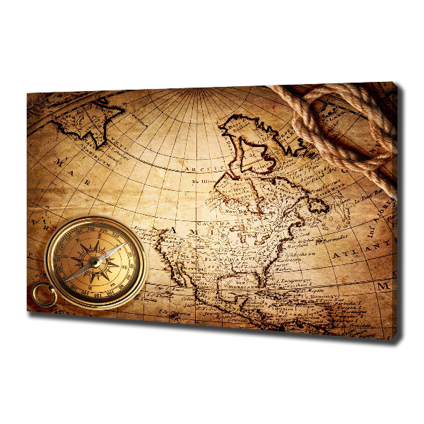 Canvas wall art Compass on the map