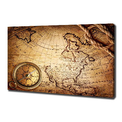 Canvas wall art Compass on the map