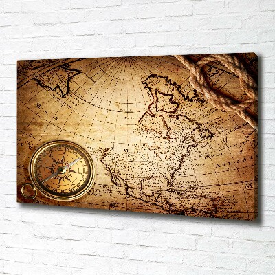 Canvas wall art Compass on the map