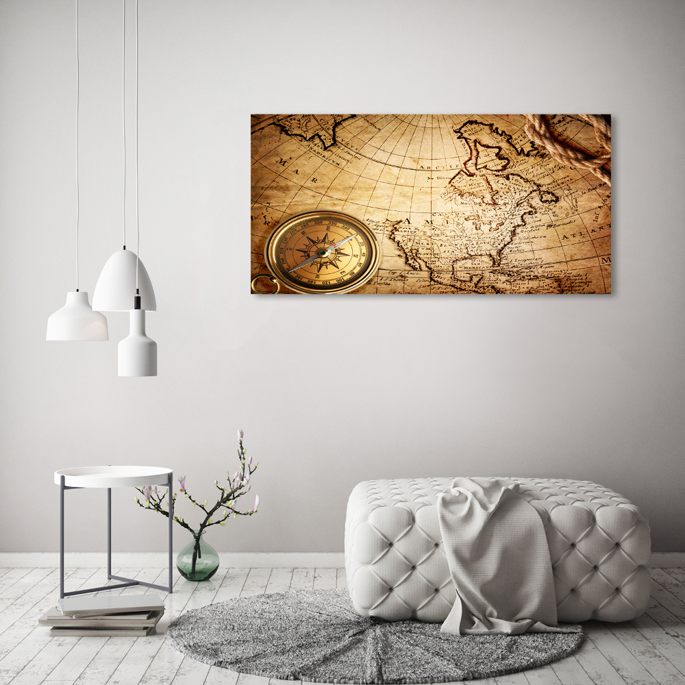 Canvas wall art Compass on the map