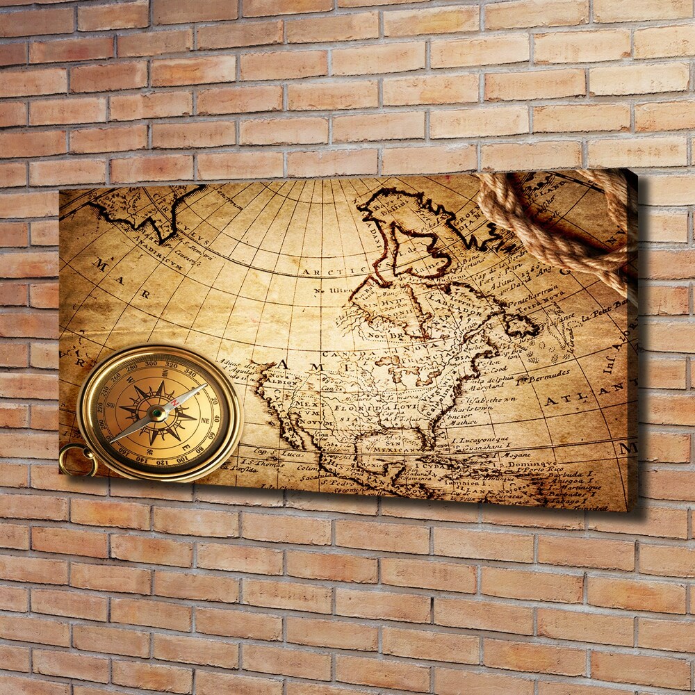 Canvas wall art Compass on the map