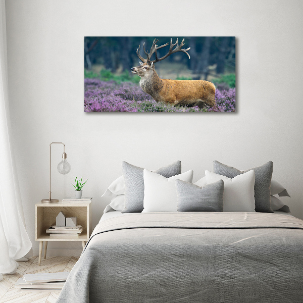 Large canvas wall art Deer among lavender