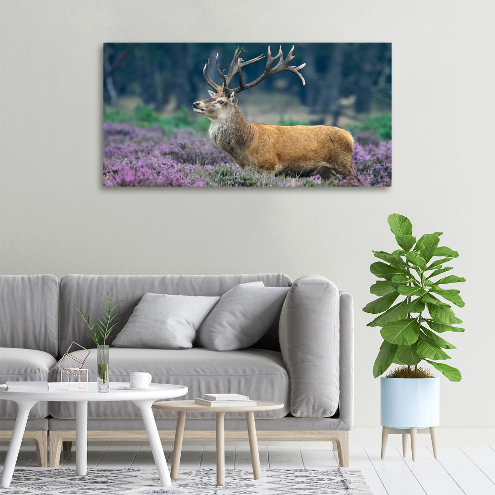 Large canvas wall art Deer among lavender