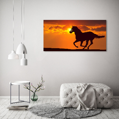 Large canvas wall art Sunset horse