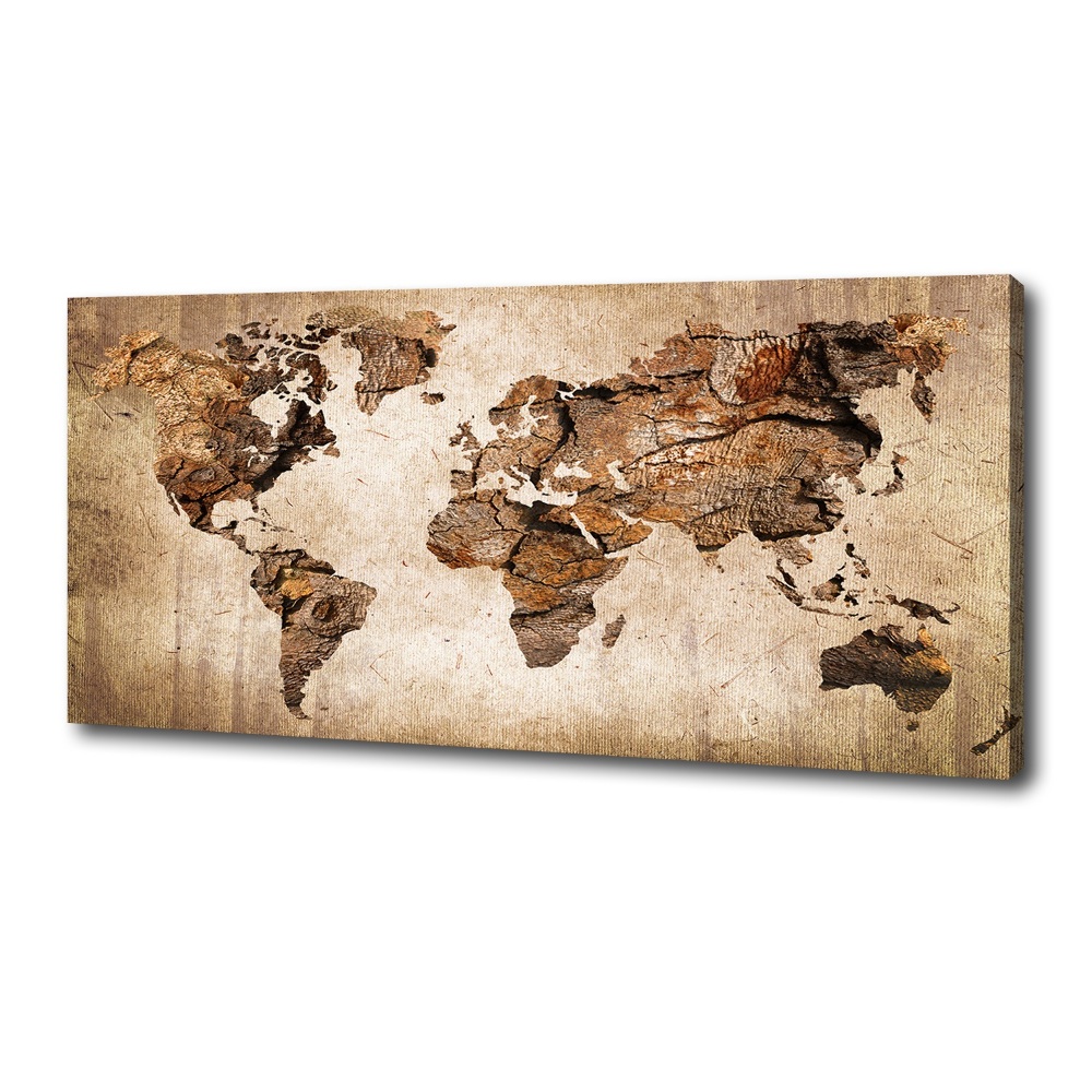 Canvas wall art World map wood