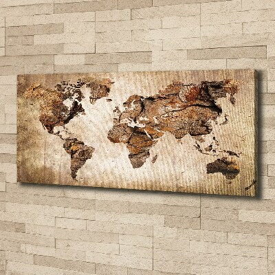 Canvas wall art World map wood