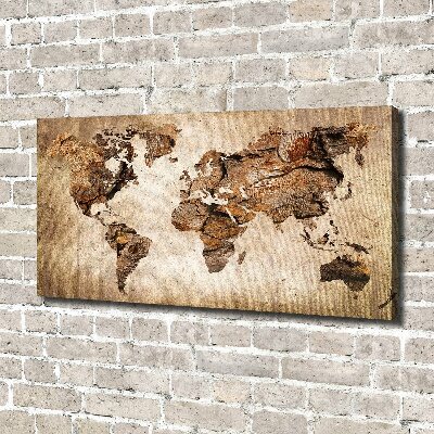 Canvas wall art World map wood