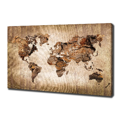 Canvas wall art World map wood