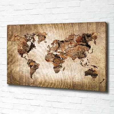 Canvas wall art World map wood