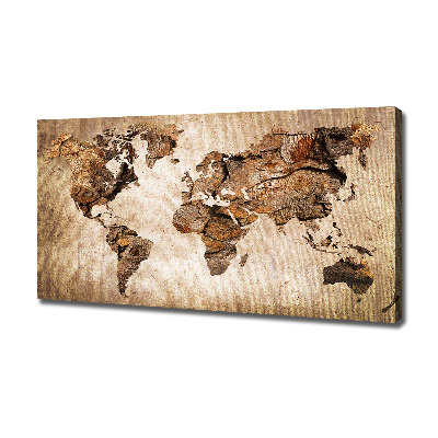 Canvas wall art World map wood