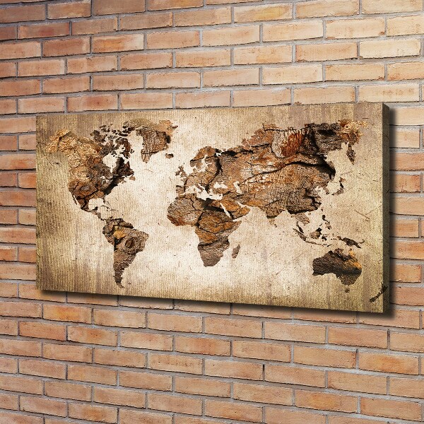 Canvas wall art World map wood