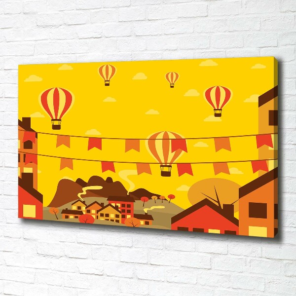 Canvas wall art Balloons over the city