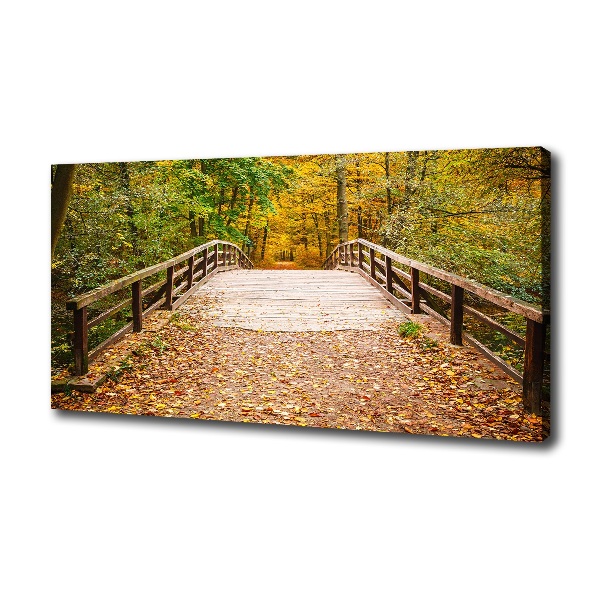 Canvas wall art Bridge in the Forest Autumn