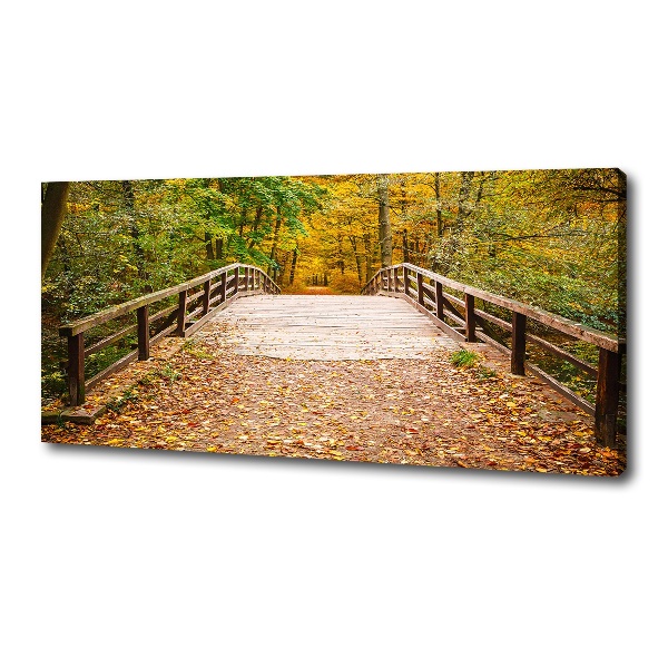 Canvas wall art Bridge in the Forest Autumn