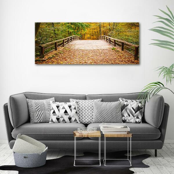 Canvas wall art Bridge in the Forest Autumn