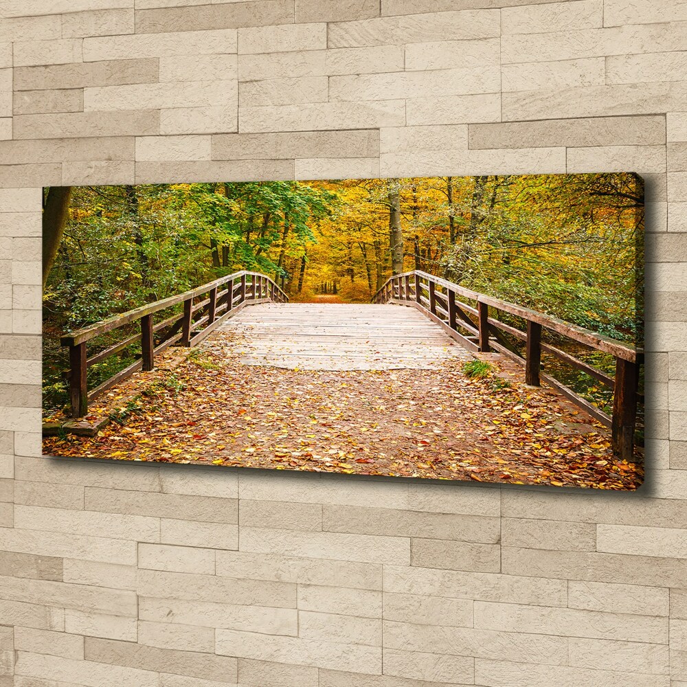 Canvas wall art Bridge in the Forest Autumn