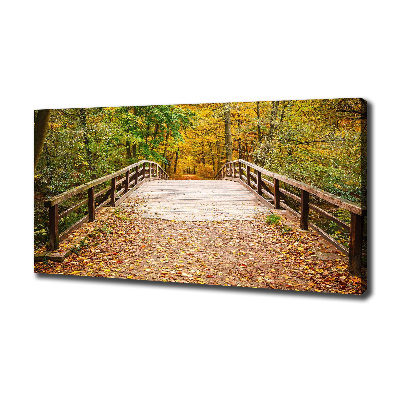 Canvas wall art Bridge in the Forest Autumn