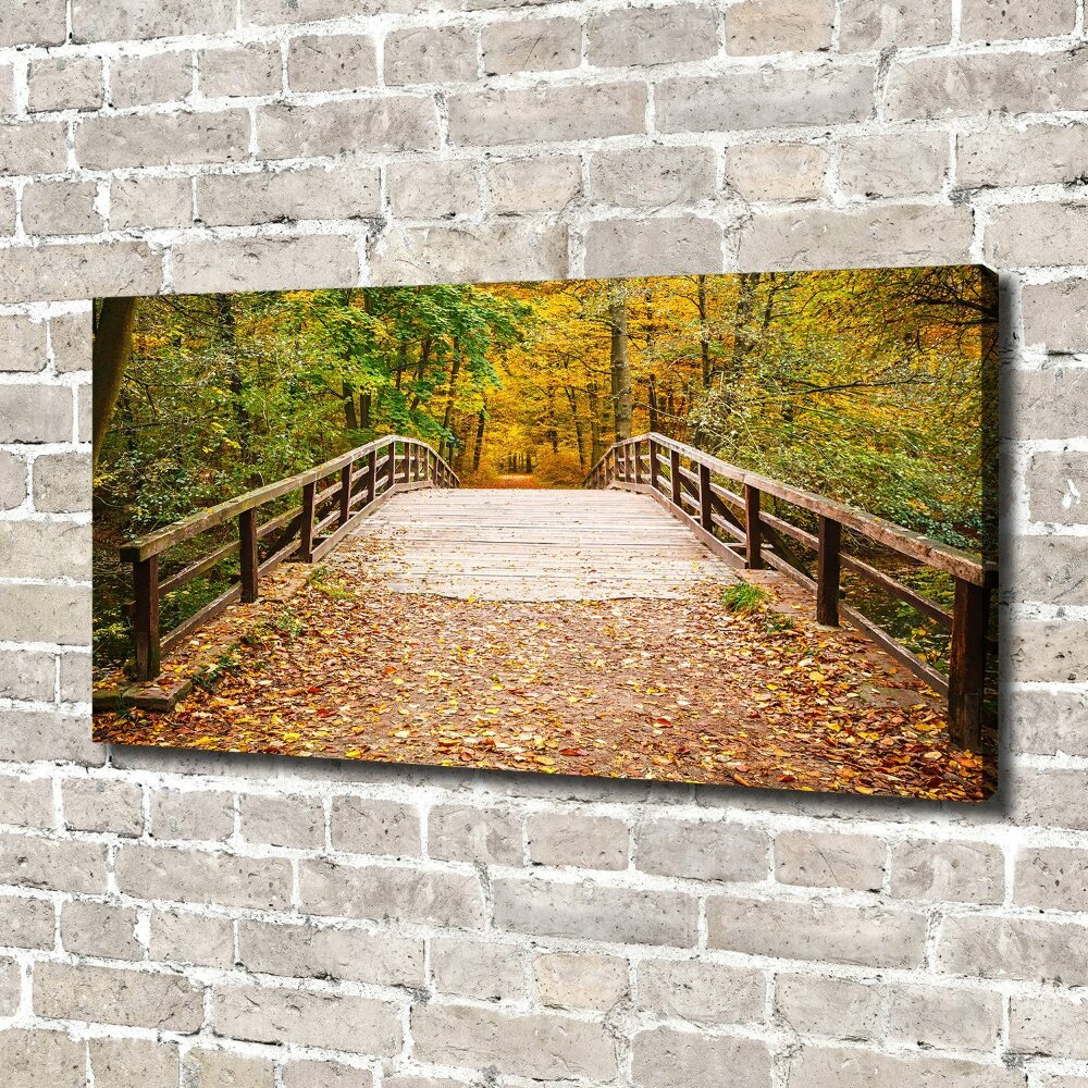 Canvas wall art Bridge in the Forest Autumn