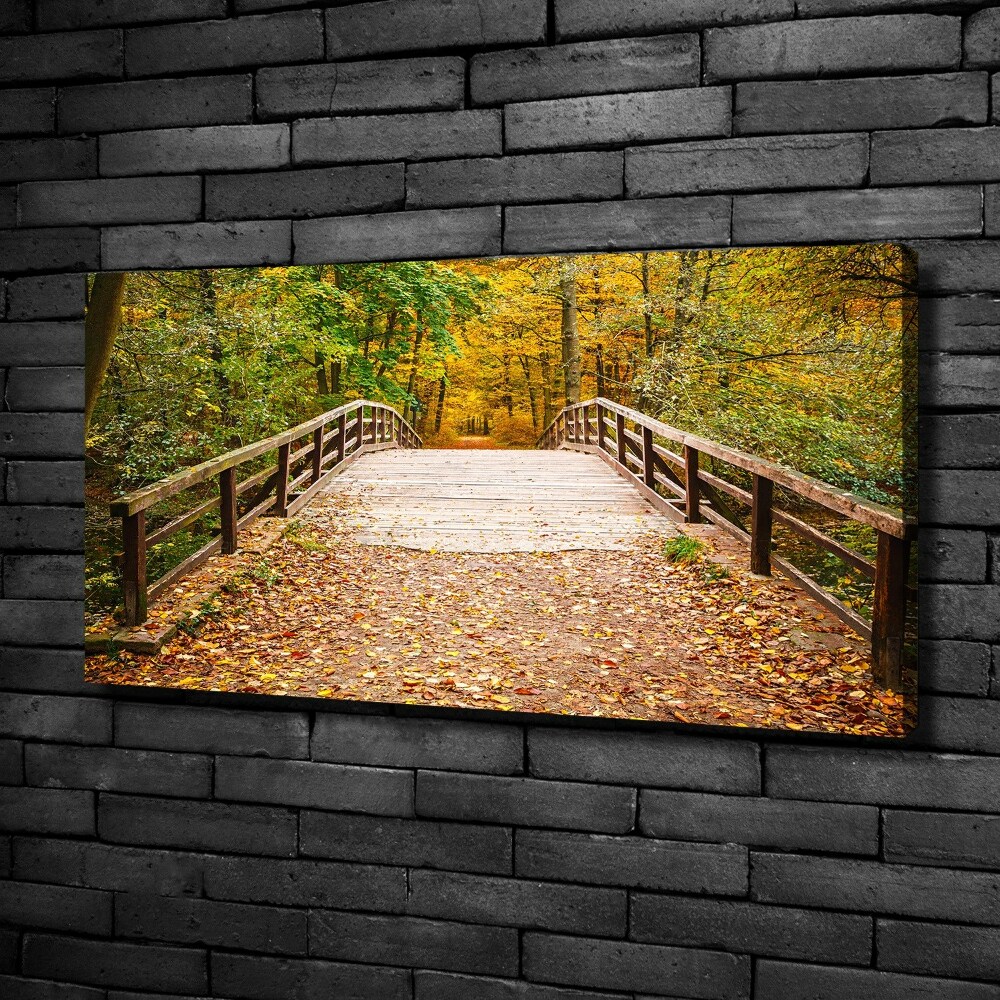 Canvas wall art Bridge in the Forest Autumn