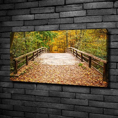 Canvas wall art Bridge in the Forest Autumn