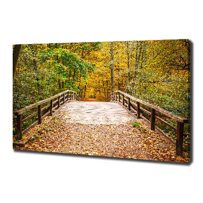 Canvas wall art Bridge in the Forest Autumn