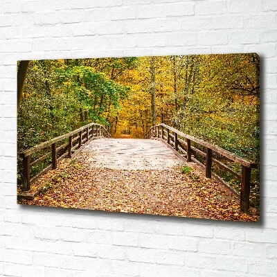 Canvas wall art Bridge in the Forest Autumn