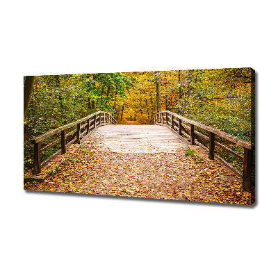 Canvas wall art Bridge in the Forest Autumn