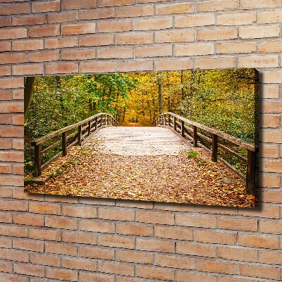 Canvas wall art Bridge in the Forest Autumn