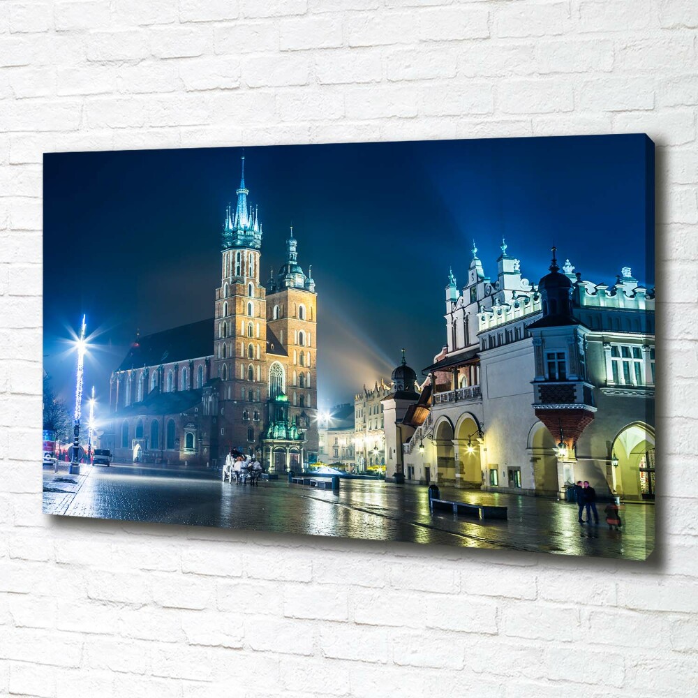 Canvas wall art Krakow at night