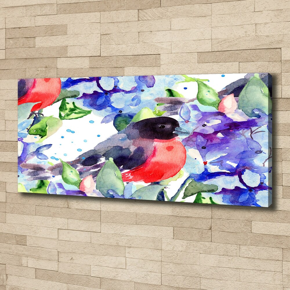 Canvas wall art Bird and flowers