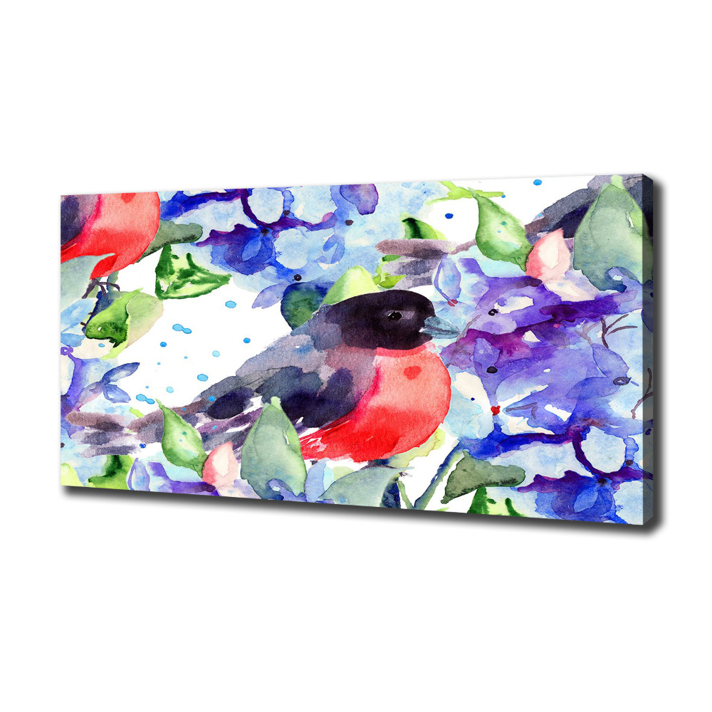 Canvas wall art Bird and flowers