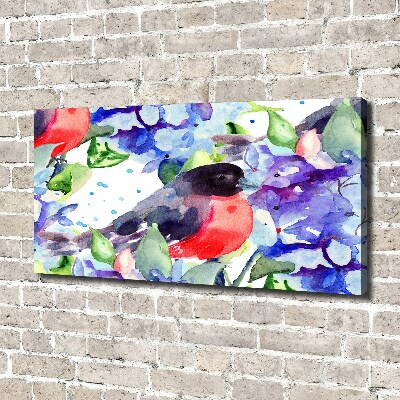 Canvas wall art Bird and flowers