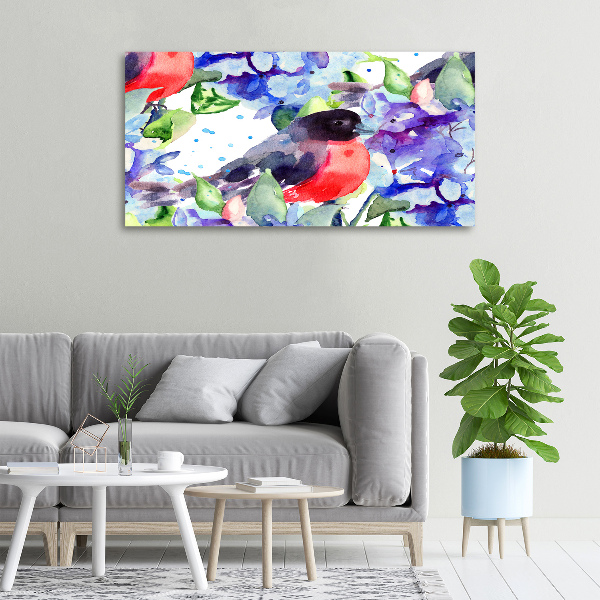 Canvas wall art Bird and flowers