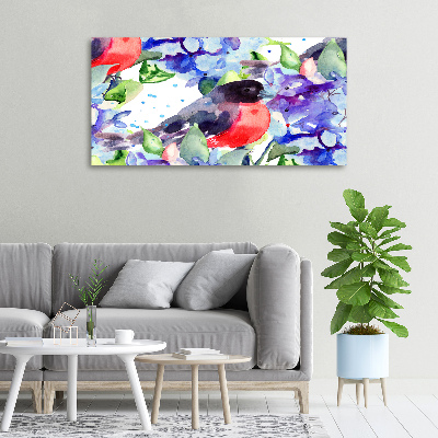 Canvas wall art Bird and flowers