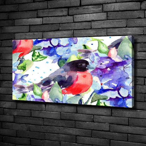 Canvas wall art Bird and flowers