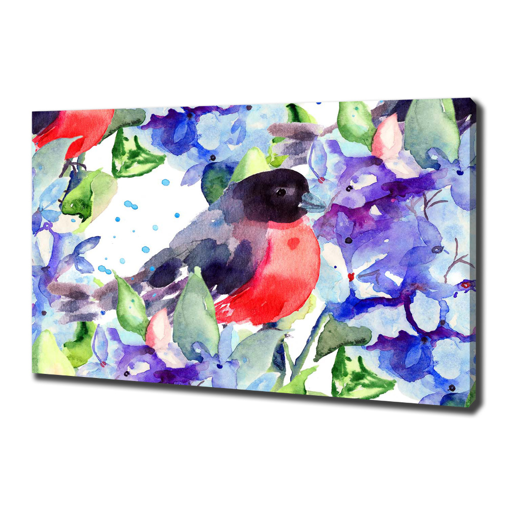 Canvas wall art Bird and flowers