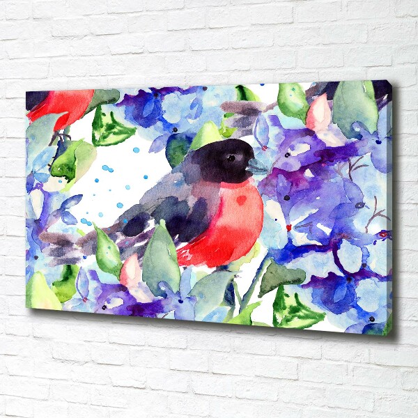 Canvas wall art Bird and flowers