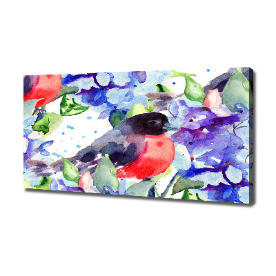 Canvas wall art Bird and flowers