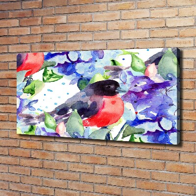 Canvas wall art Bird and flowers