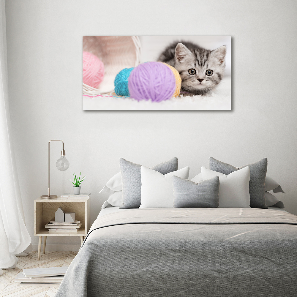 Canvas wall art Cat with skeins