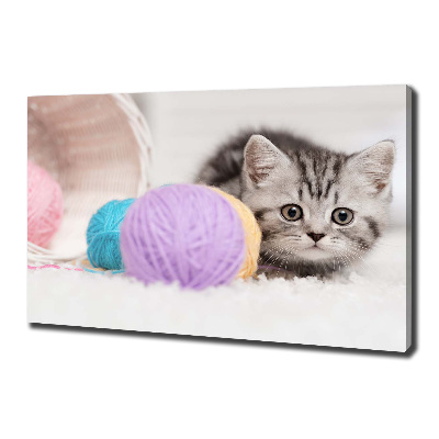 Canvas wall art Cat with skeins