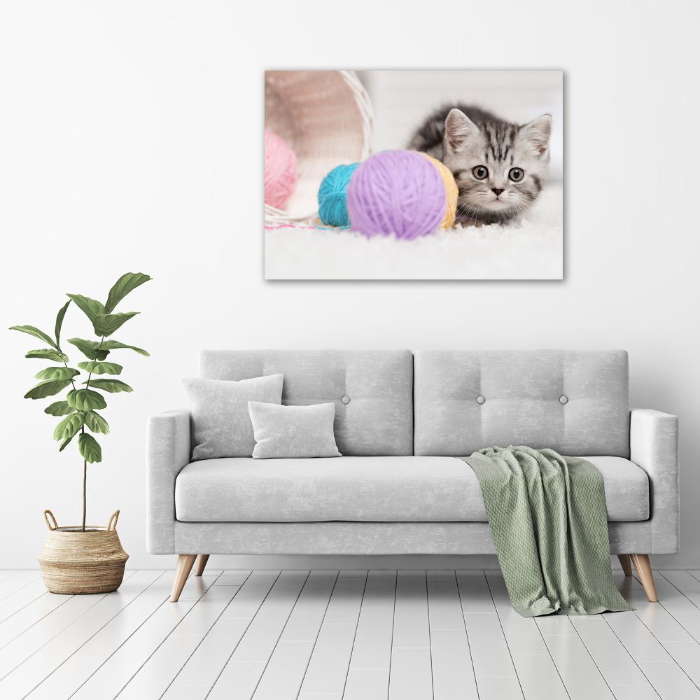 Canvas wall art Cat with skeins