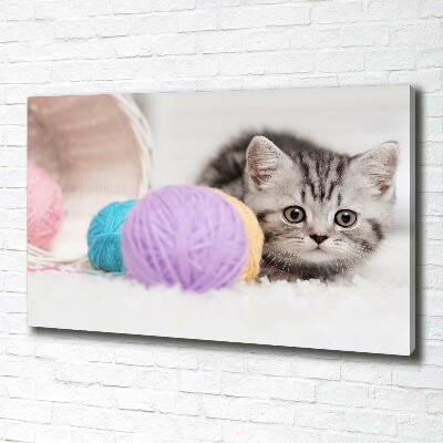 Canvas wall art Cat with skeins