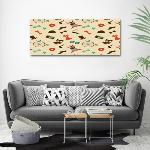 Canvas wall art Hipster owls