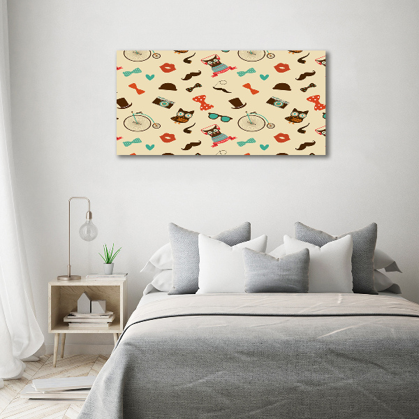 Canvas wall art Hipster owls