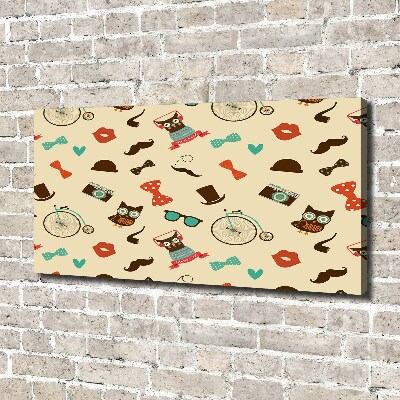 Canvas wall art Hipster owls